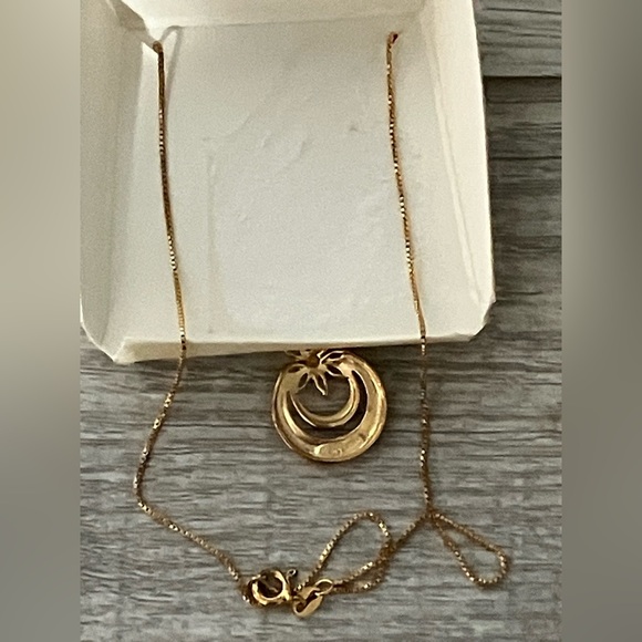 Vintage Sterling Silver 18k Plated Blue Topaz/Diamond Necklace IOB - Picture 6 of 7